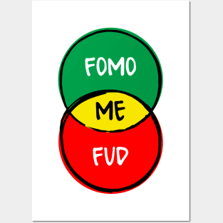 crypto – funny Venn diagram – FOMO, FUD and me Posters and Art